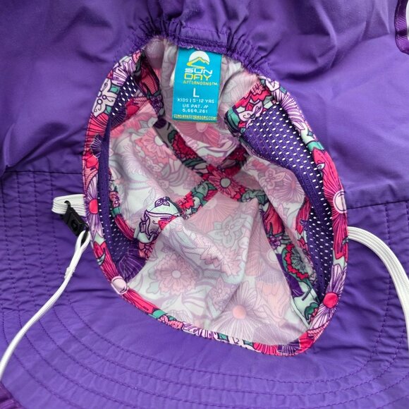 Sunday Afternoons Kids Play Hat Large Purple Multicolor UPF 50+ Floral Outdoor - Picture 6 of 7